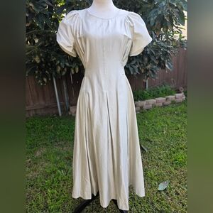 Calvin Klein Cream Polished Cotton Midi Dress Size 8